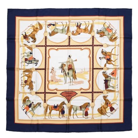 HERMES Silk Chevaux Arabes Scarf 90 267009 